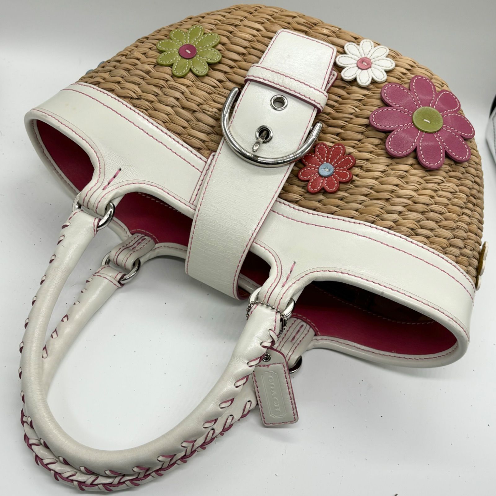 COACH コーチ フラワー カゴバッグ ハンドバッグ 花 レザー 4443