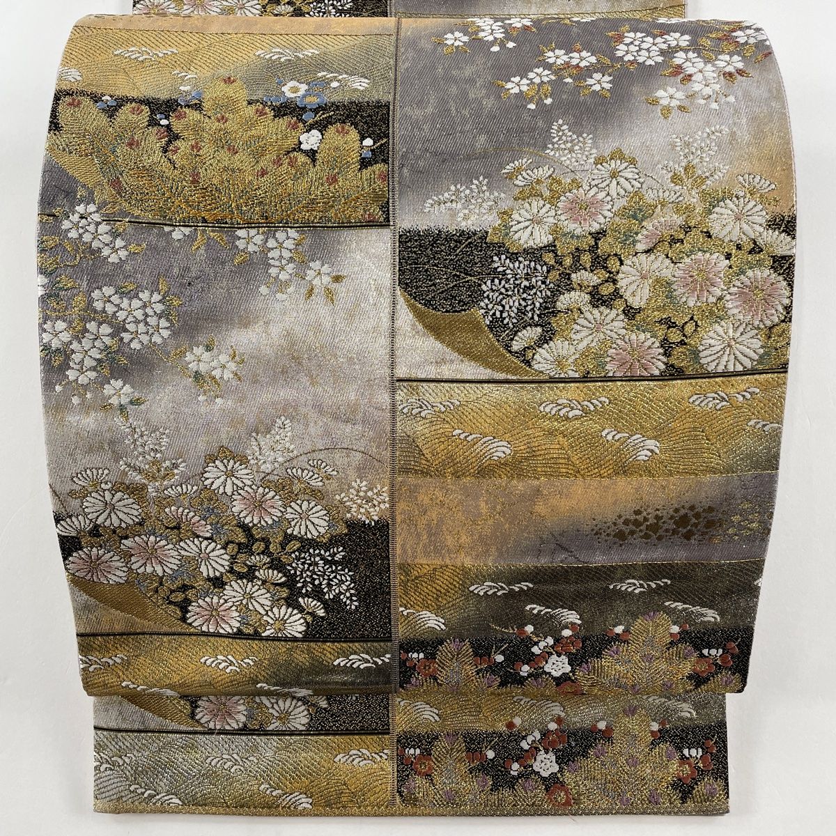 袋帯 美品 秀品 菊 桜 金銀糸 箔 薄紫 六通 正絹 【中古】 - メルカリ