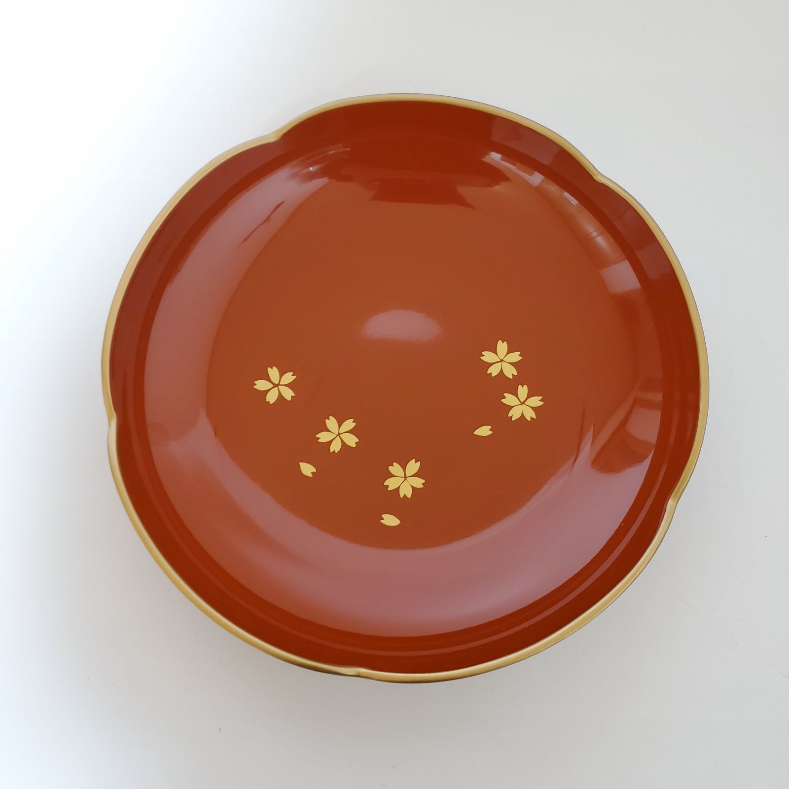 輪島塗　うるし工芸米永　漆器　吹上春秋点心盆　紅葉桜文 新品】うるし工芸 米永 うるし塗装 越前漆器 漆塗り 桜 さくら