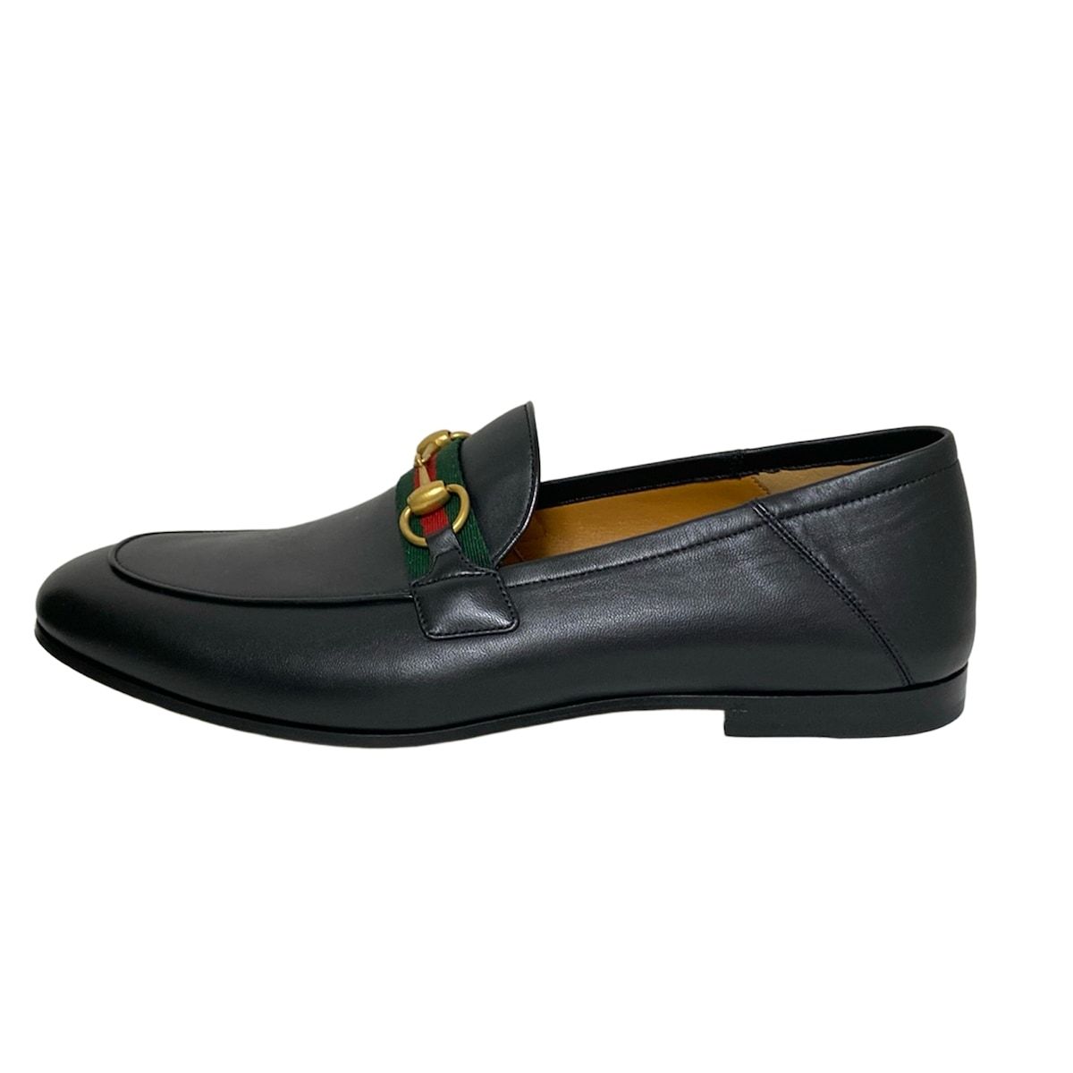 GUCCI グッチ ローファー 9 メンズ - 黒×レッド×マルチ ホースビット|シェリー ウェブ レザー