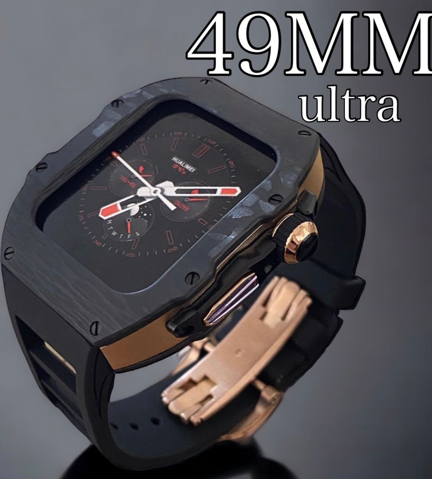 49mm カーボンカバーケース　ラバーバンドapple watch ultra
