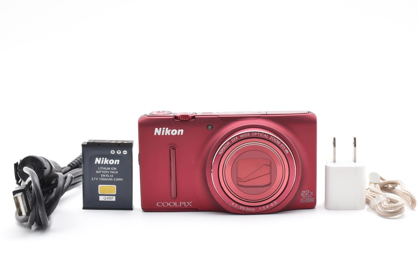極上品 Nikon coolpix S9500 レッド バッテリーチャージャーセット