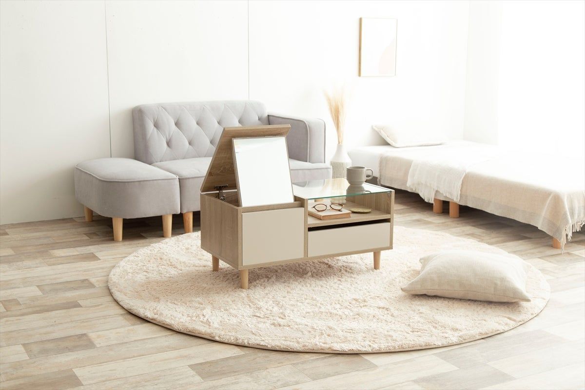 ディスプレイ収納付きドレッサーテーブル