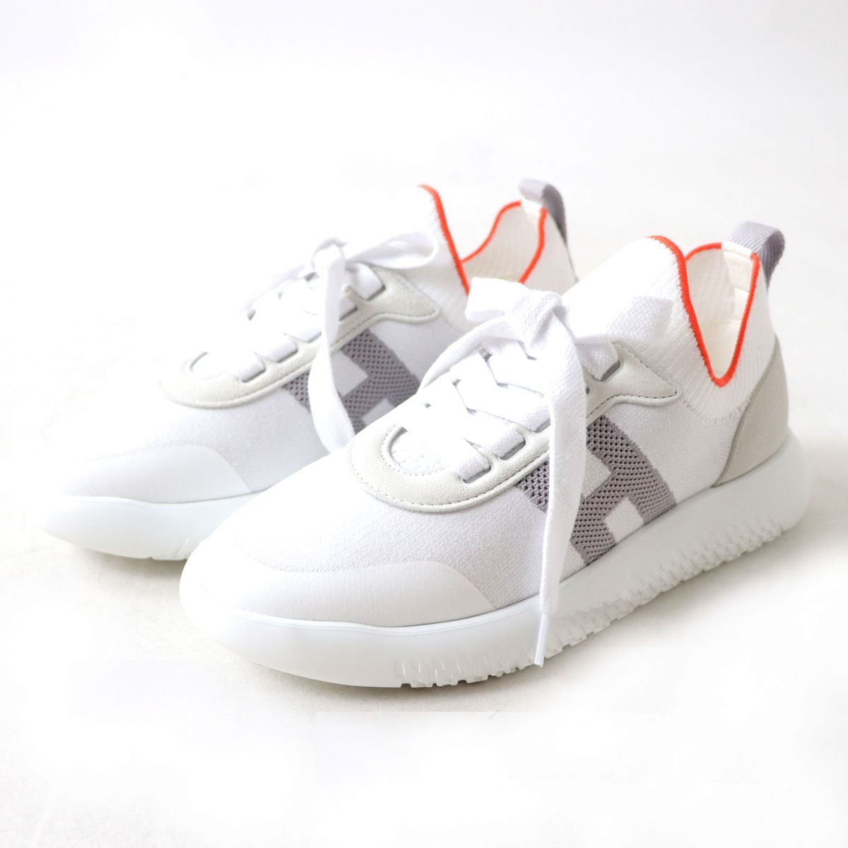 未使用品◎エルメス CREW クルー スニーカー レディース ニット 