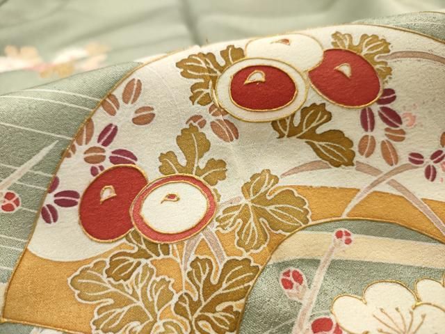 平和屋着物○無地絵羽訪問着 色無地 風景草木文 蜂蜜色