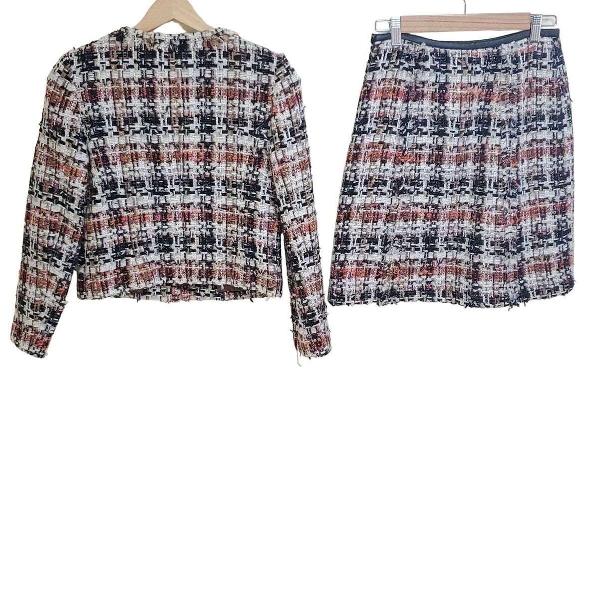 ANAYI アナイ スカートスーツ レディース - アイボリー×黒×マルチ ツイード