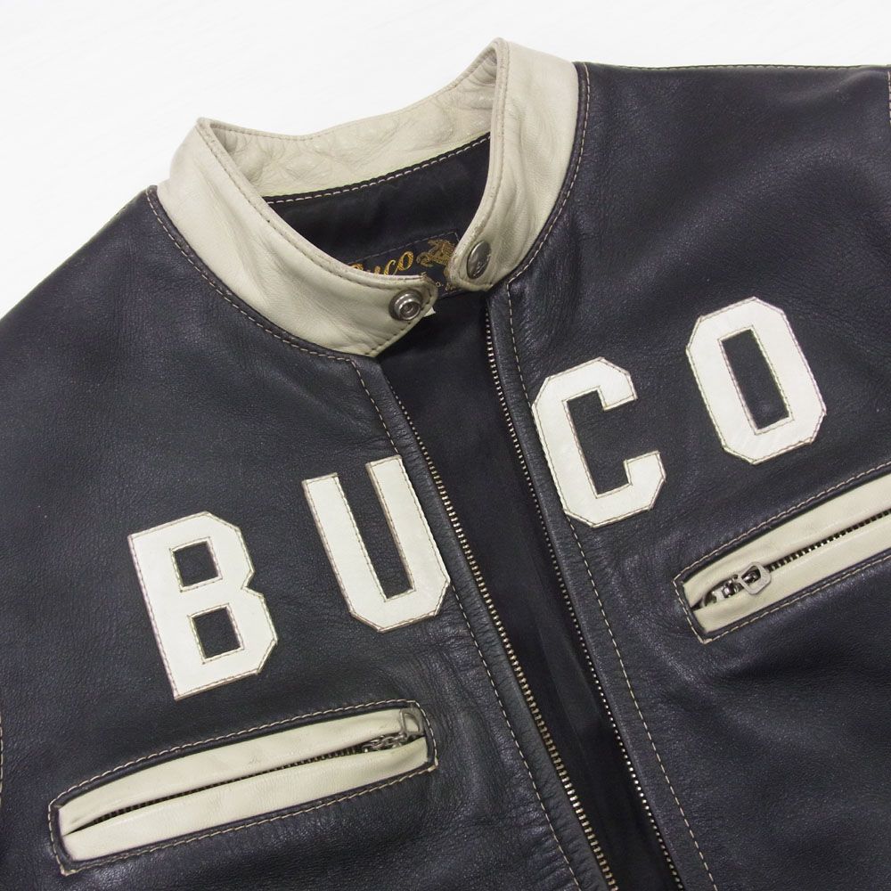  馬革●Buco ブコ THE REAL McCOY'S ホースレザー ライダース ジャケット J100 革ジャン トラックレーサー メンズ 38 ブラック