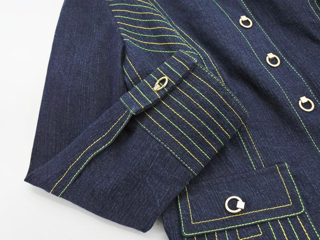 ESCADA エスカーダ デニム ステッチ ジャケット size36 紺 ◎レディース