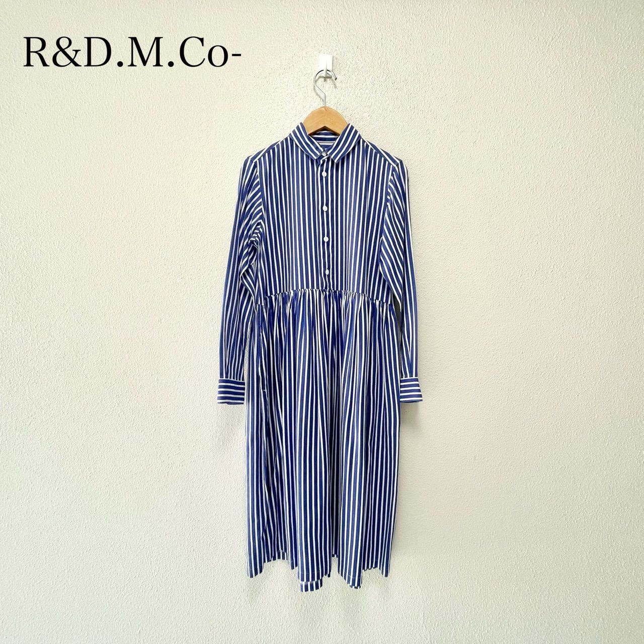 オールドマンズテーラー　R&D.M.Co- リネンワンピース R&D.M.Co- オールドマンズテーラー ストライププリントコットン