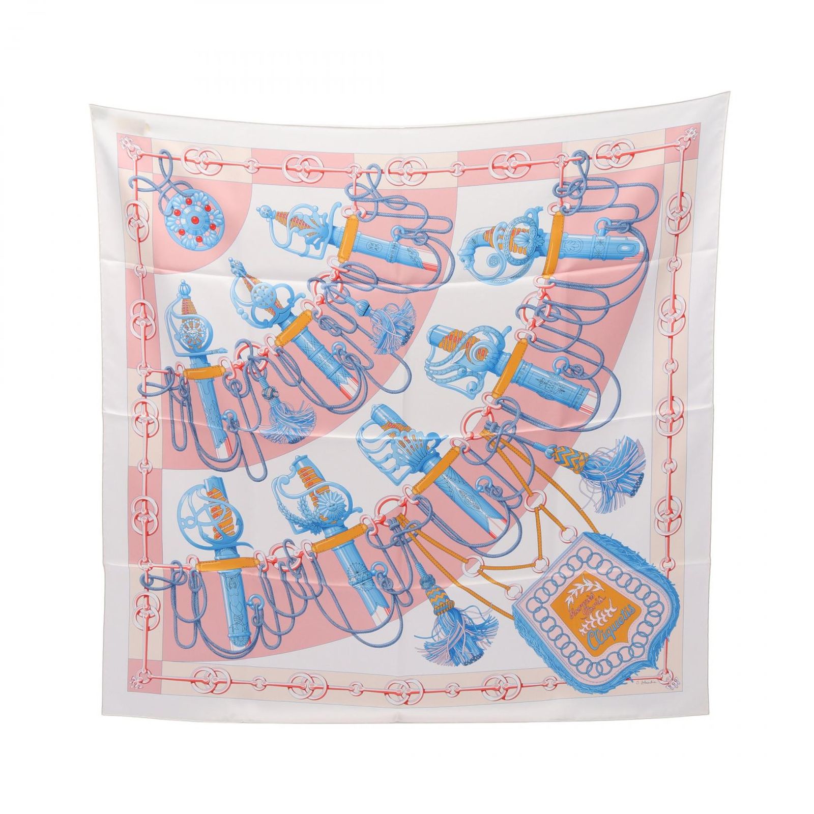 エルメス HERMES スカーフ カレ90 CLIQUETIS シルク カレ90 レディース