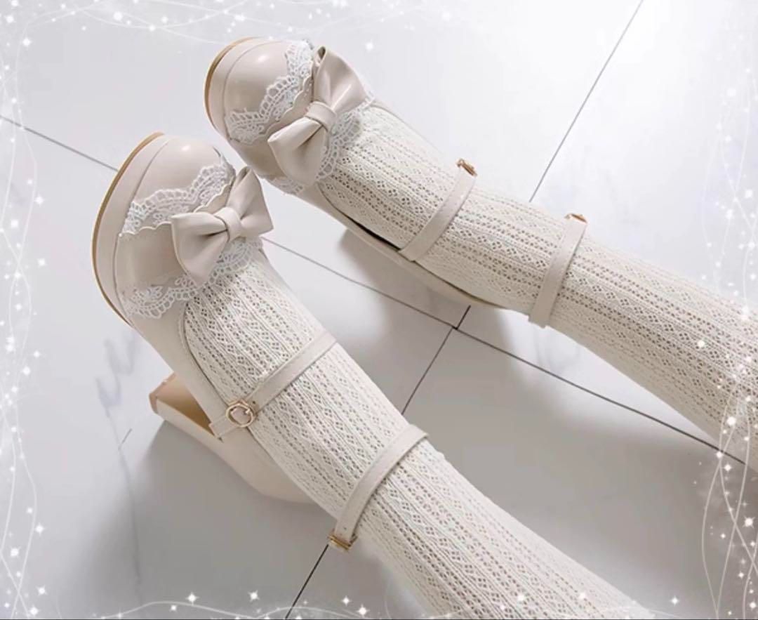 ロリータリボンヒール?レースデザインでお出かけや普段着、女子会に最適