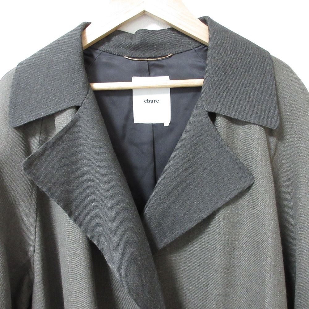 美品 ebure エブール バイカラー オープンフロント ベルテッド ダブル  