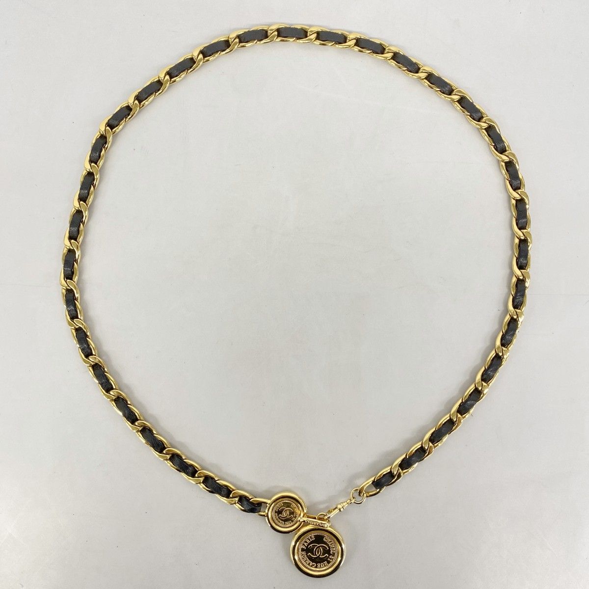 5ie5853】シャネル ベルト ブラック ゴールド ゴールド金具 チェーン  