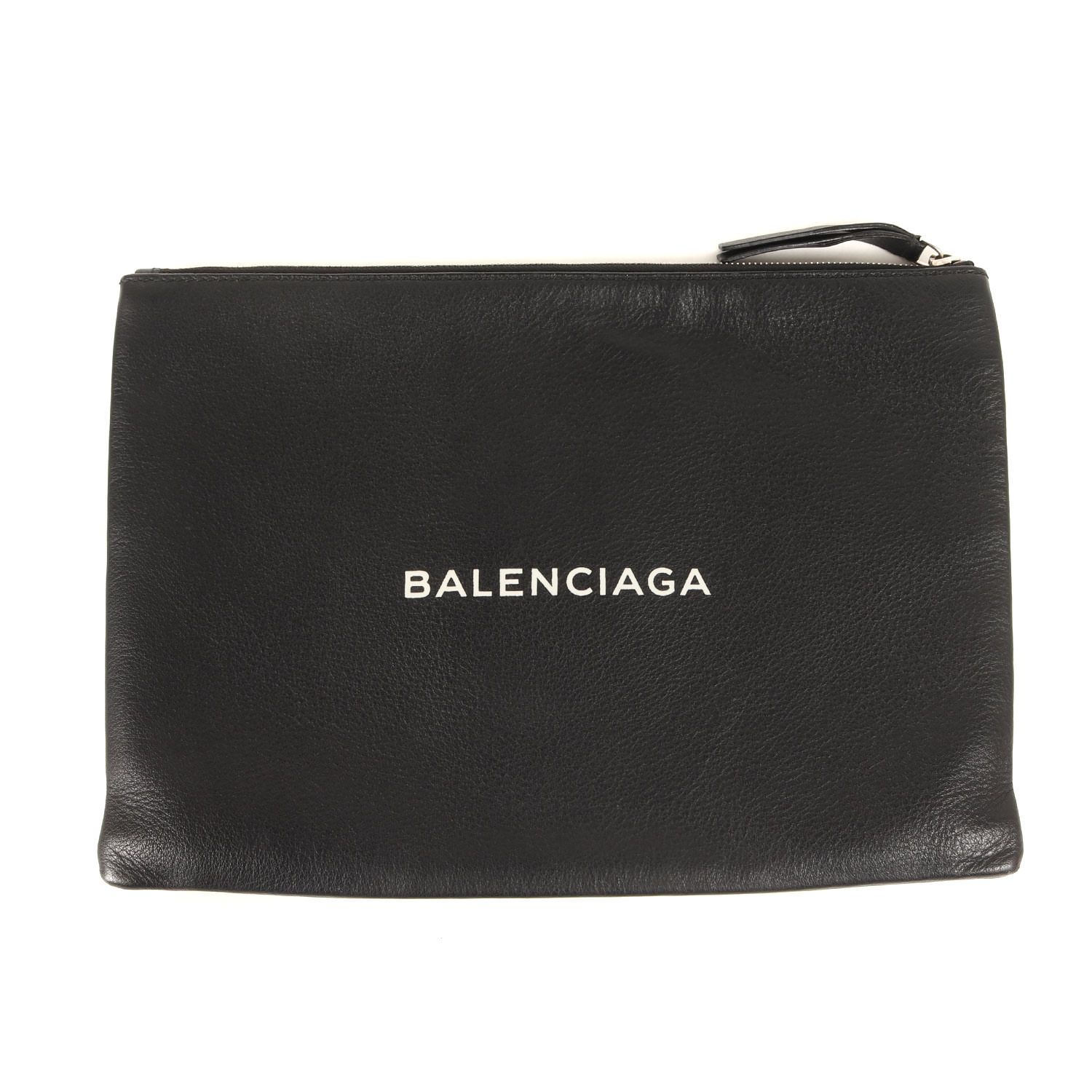 BALENCIAGA バレンシアガ バッグ / ロゴ レザー クラッチ バッグ 