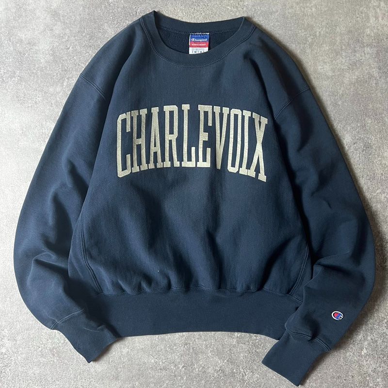 00s Champion 両面 カレッジ プリント リバースウィーブ スウェット 
