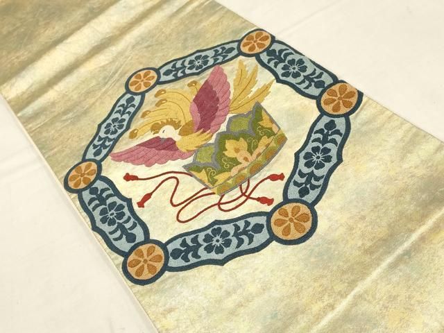 逸品 総相良刺繍　袋帯 未使用 お着物 未着用袋帯刺繍相良刺繍花菱花模様着物043a p
