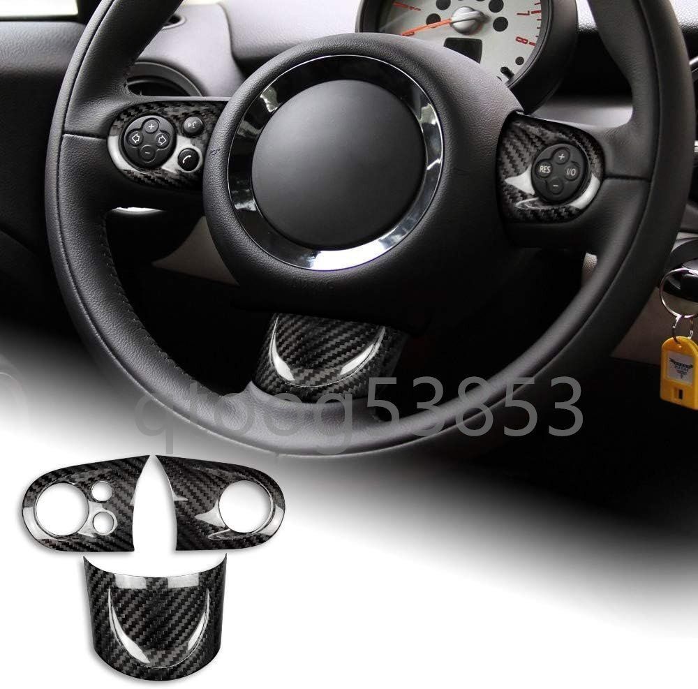 カーボンファイバー カーハンドル ボタンステッカー ミニクーパー R55 クラブマン R56 R57 YR