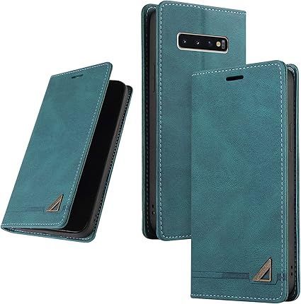 【セール】 【在庫処分】UnivoColors Galaxy S10(SCV41/SC-03L) 手帳型ケース 高級合皮 スタンド機能 カード収納 マグネット式 TPUソフトカバー 全面保護 カメラ保護 衝撃吸収 RFIDブロッキング おしゃれ カバー(青 応募券