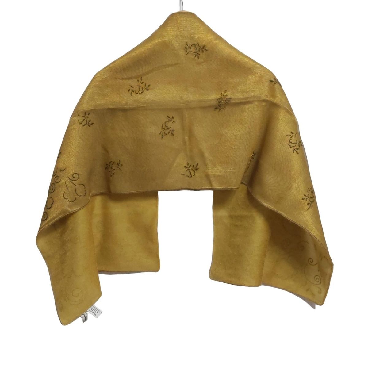 FERRAGAMO|SalvatoreFerragamo サルバトーレフェラガモ ストール ショール - ベージュ×ブロンズ 花柄 ウール アンゴラ