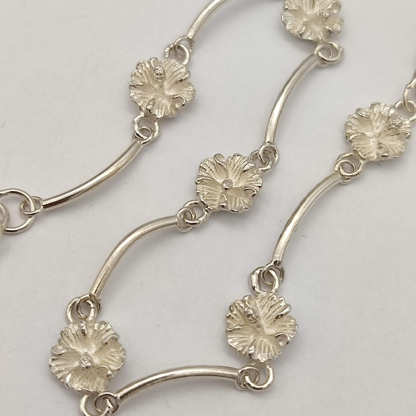 美品 ハイビスカス シルバー ブレスレット silver 925 フラワー