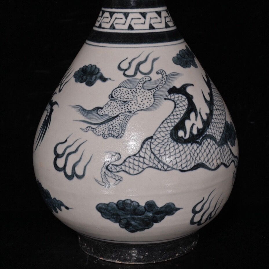 旧家蔵出し 宋 吉州窯 龍紋 花口玉壺春瓶 古陶瓷器 陶芸 造型