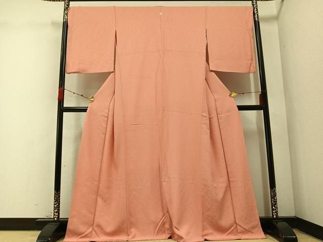 平和屋着物●上質な色無地 花地紋 宍色 正絹 AABC3668ph