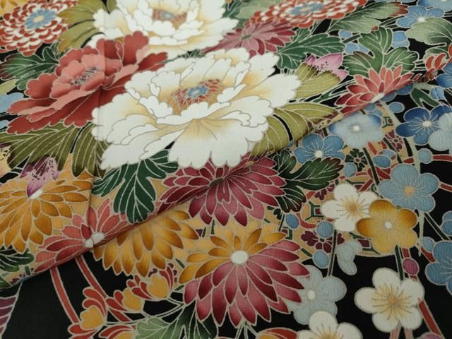 平和屋着物○豪華黒留袖 友禅 作家物 吉祥草花文 正絹 逸品 DAAV4971ud