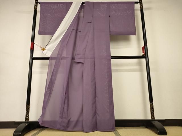 平和屋着物 夏物 色無地 絽 葡萄鼠色 正絹 AABB2484jd