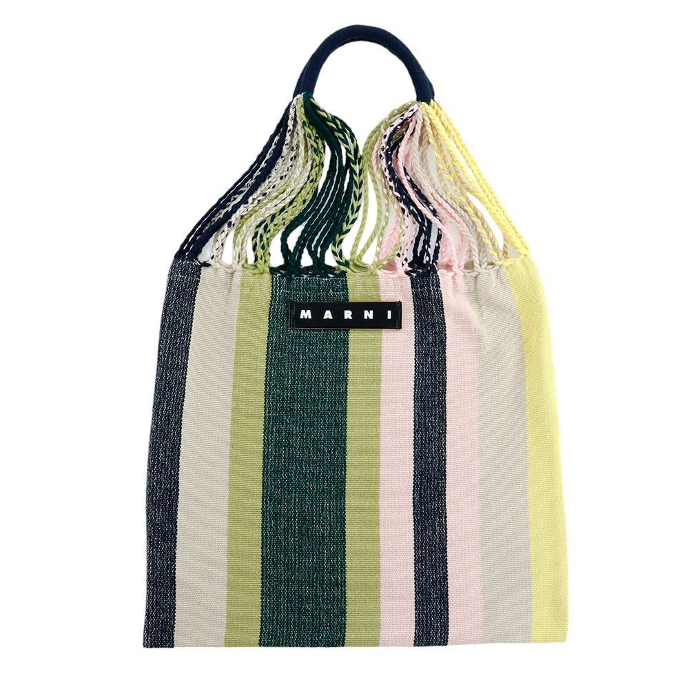 マルニフラワーマーケット ストライプバッグ 終えれ モスグリーン 