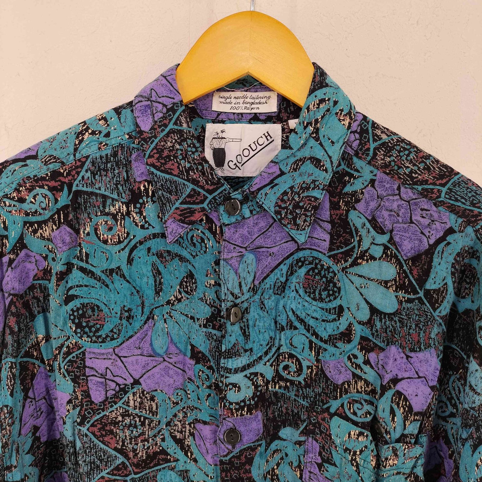 グーチ GOOUCH 90s L/S 総柄レーヨンシャツ メンズ import：XL