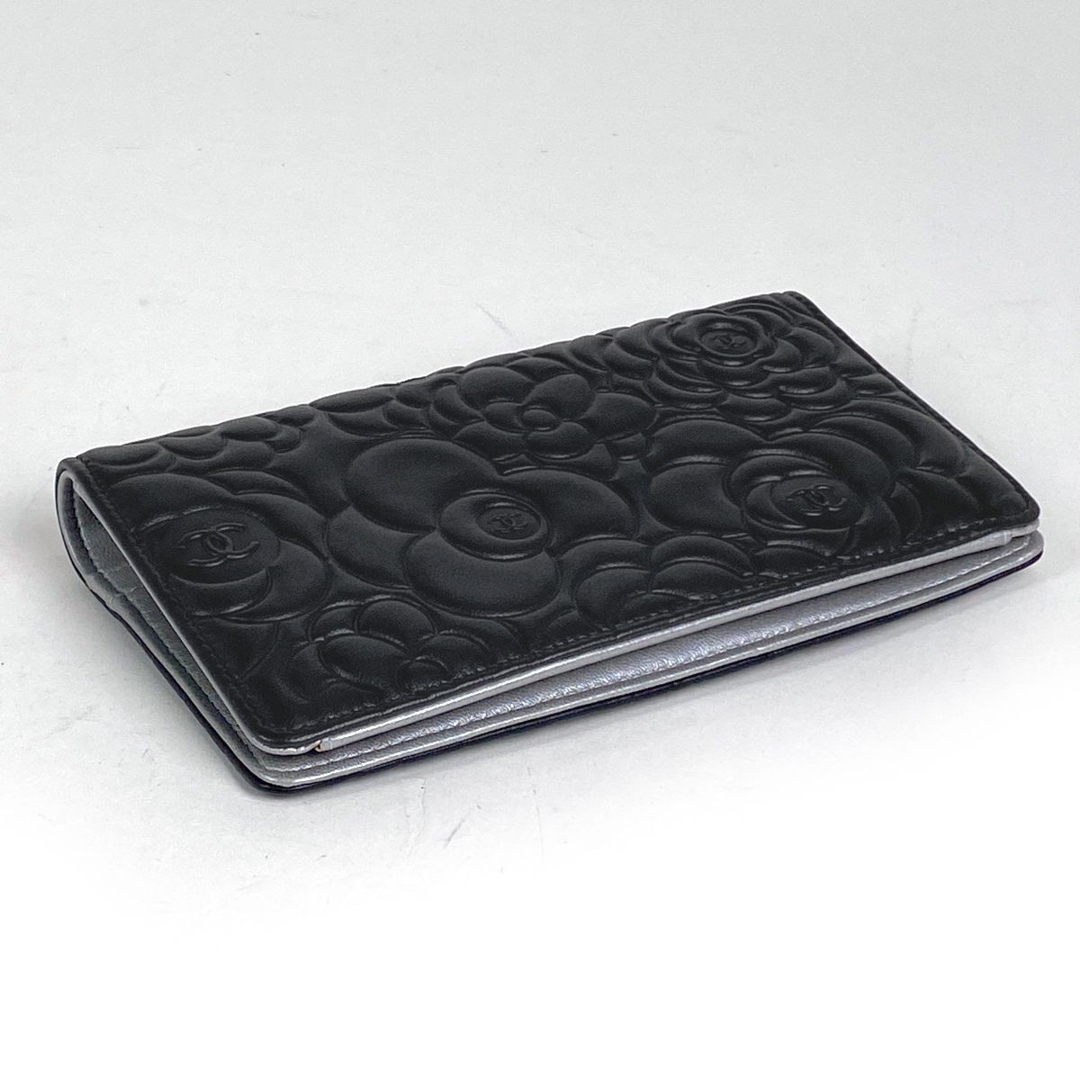 中古 CHANEL シャネル カメリア モチーフ ココマーク 2つ折り 長財布 CHANEL シャネル カメリア ココマーク 二つ折り 長財布