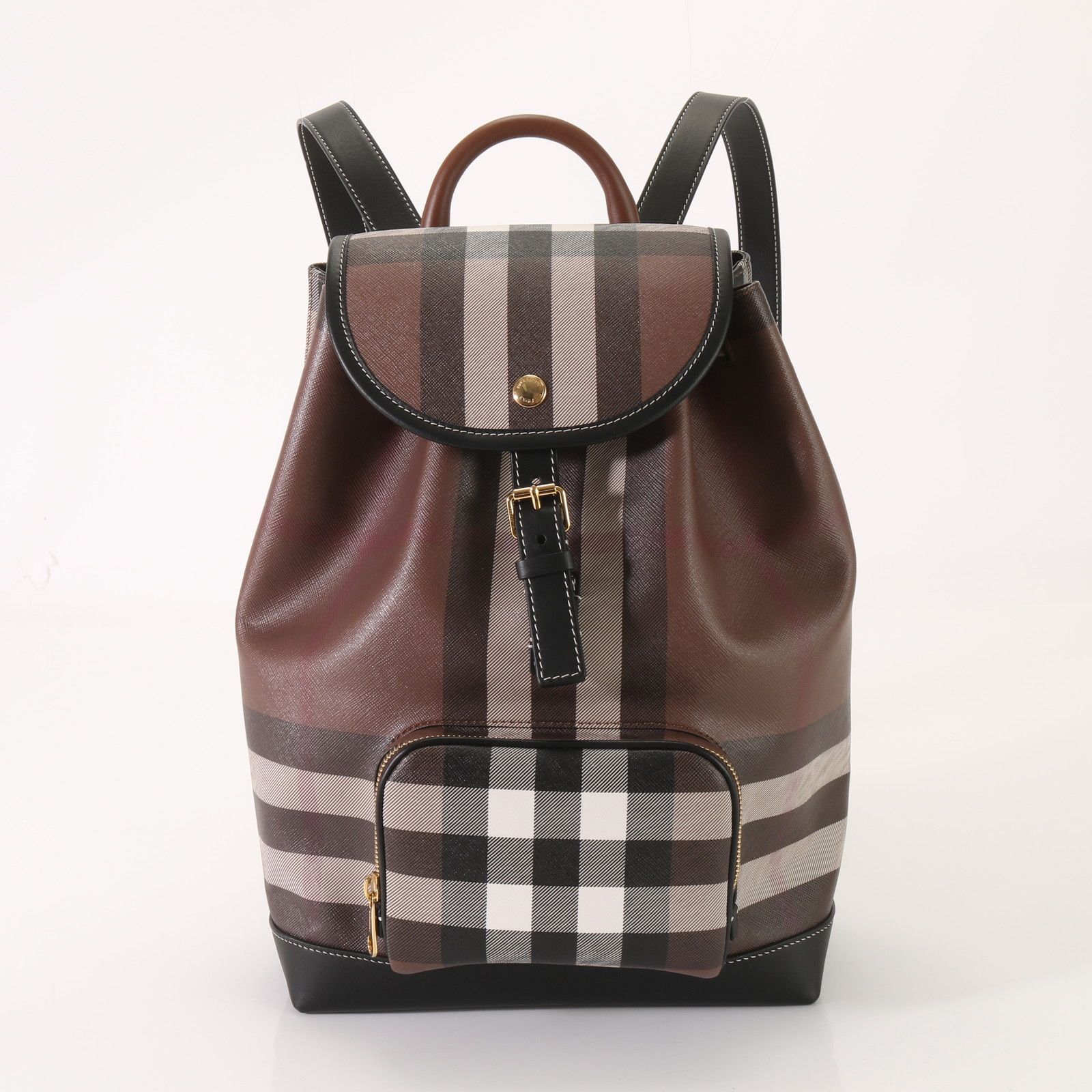 □極美品□バーバリー□チェック レザー リュックサック リュック 