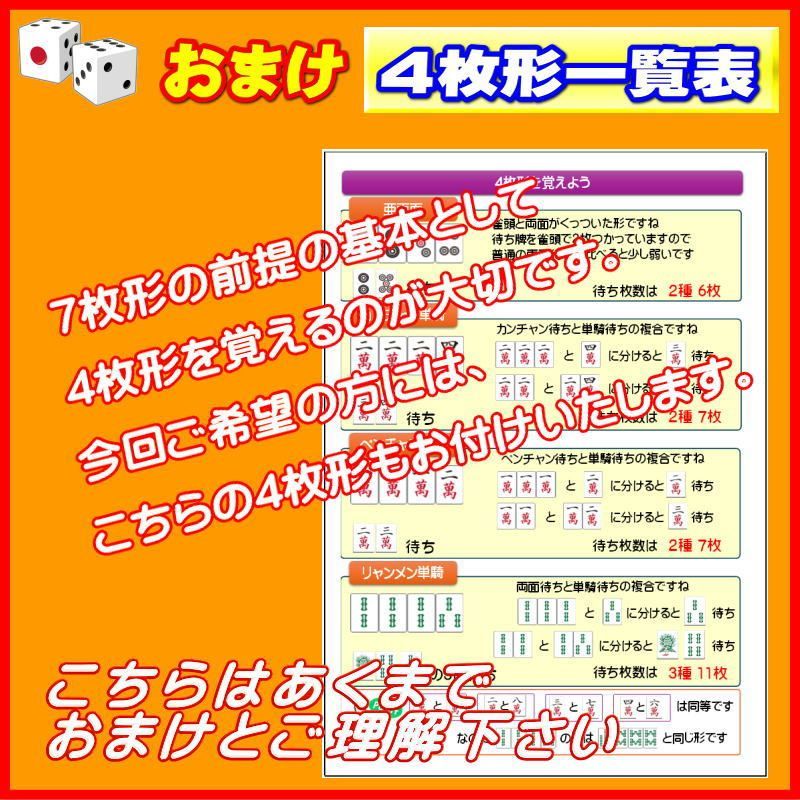 麻雀7枚形一覧表】○多面張に強くなろう○全19種類をフルカラー - メルカリ