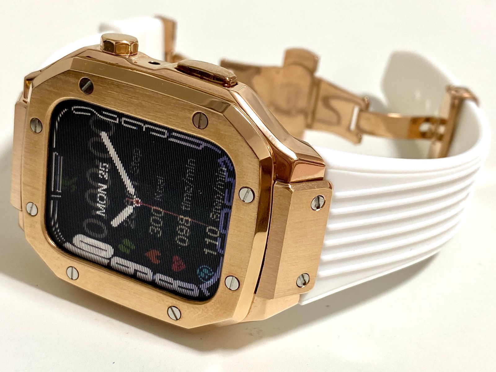 Apple Watchキラキラケース ローズカバー カスタム-