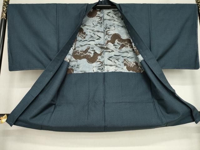 平和屋着物○男性 紬 アンサンブル 長羽織 100亀甲 総詰め 正絹 逸品