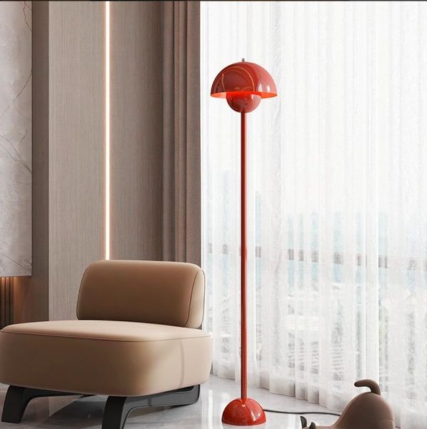 フロアスタンド ポータブルランプ 北欧 フロアライト おしゃれ フラワーポット 無段階調光調色 北欧デザイン かわいい モダン シック インテリア照明 間接照明 寝室 リモコン付属 LED電球付き レッド NEXPOTALLINN_EU