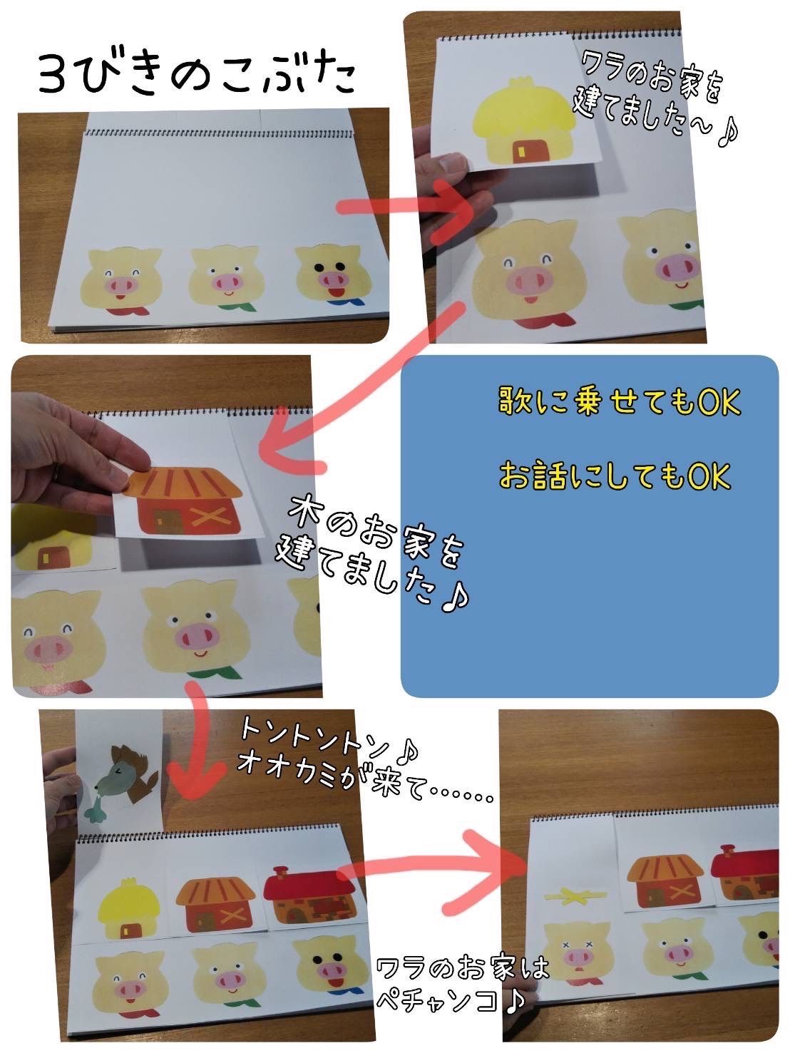 3匹のこぶたスケッチブックシアターの作り方 | TikTok