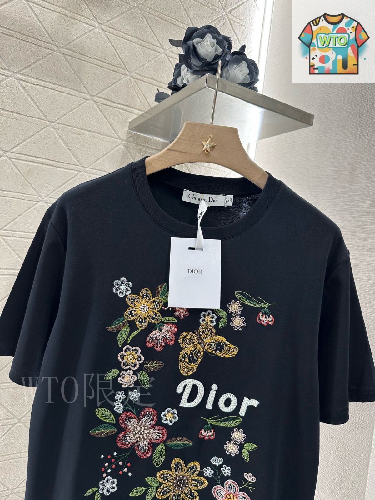 今日 Dior Round Neck Embroidered Beaded Tee 丸首刺しゅうビーズ T シャツ-2