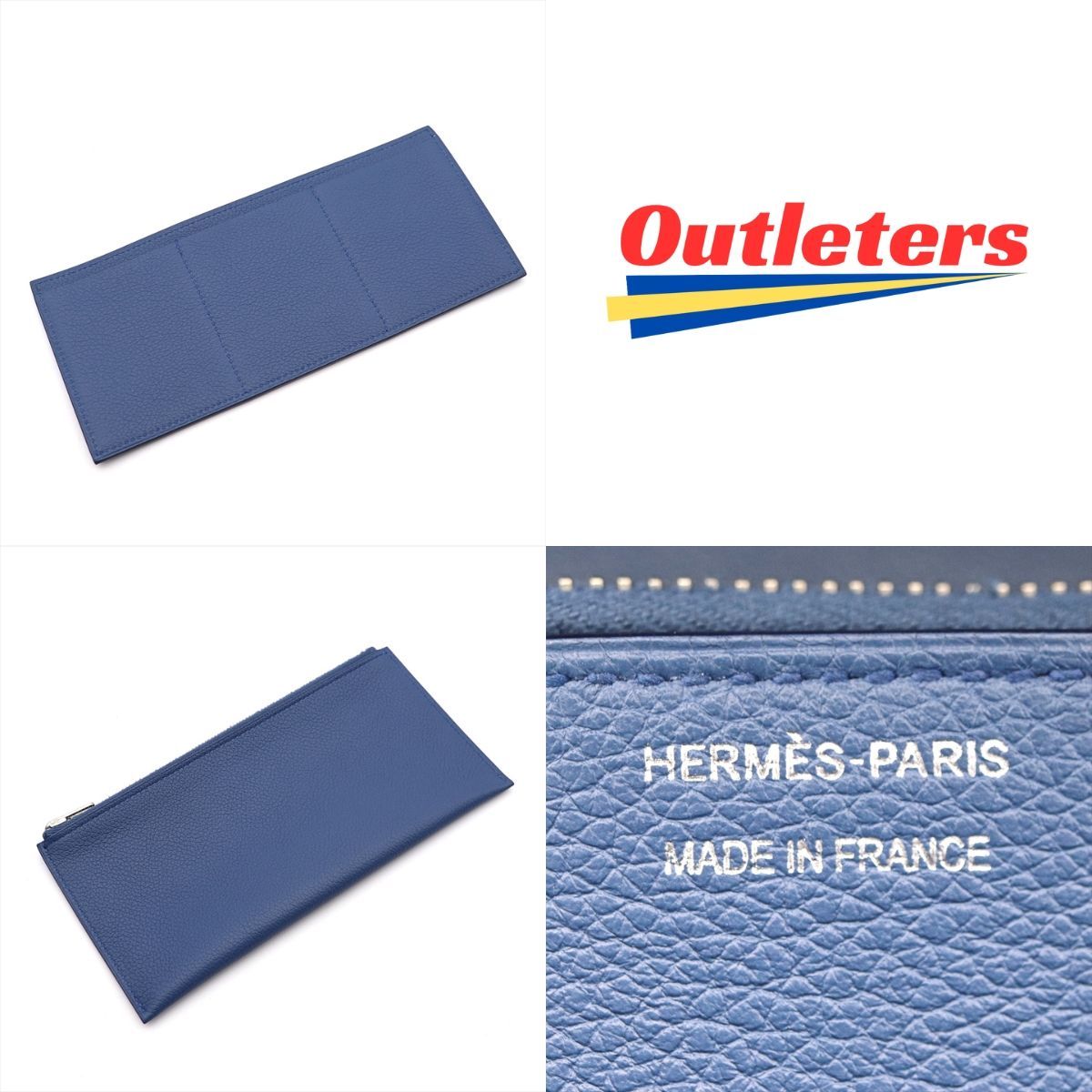 エルメス HERMES パッサンロング 長財布 ブルーアガット ヴォー 
