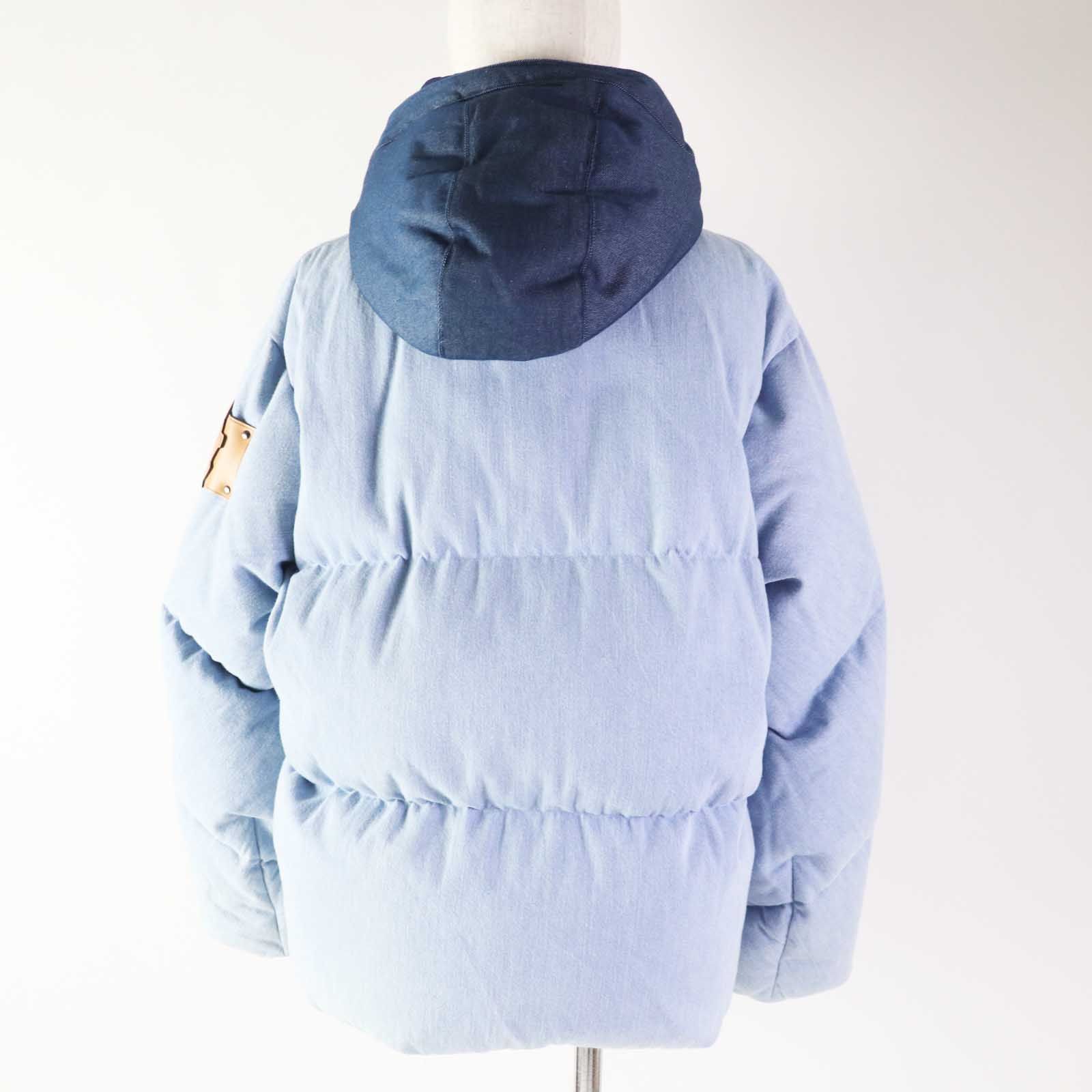 未使用品◎MONCLER GENIUS 1 モンクレール ジーニアス 1 JWアンダーソン 22-23AW WHINFELL フード付  デニムダウンジャケット ライトブルー ブルー 0 ハンガー付 伊製 正規品 レディース 定価246,400円