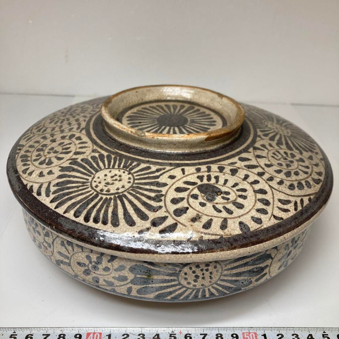 江戸時代　鼠志野　大蓋物　直径12.8㎝　タサニ　東な6-1206① 江戸時代 鼠志野 大蓋物 直径12.8㎝ タサニ 東な6-1206① - メルカリ