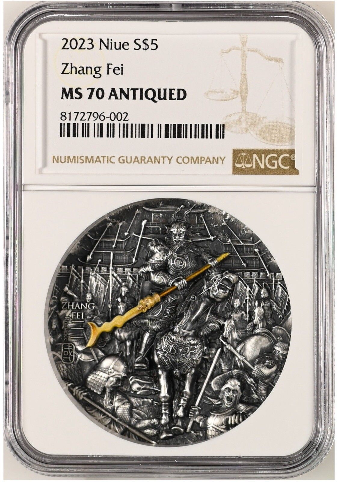 NGC MS70 ZHANG FEI The Three Kingdoms Romance 2Oz Silver Coin 5$ Niue 2025 ?? 三国