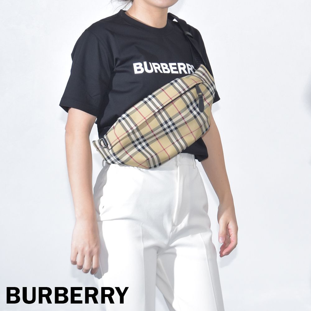 チェック ベルトバッグ (サンド) - メンズ, ナイロン | Burberry