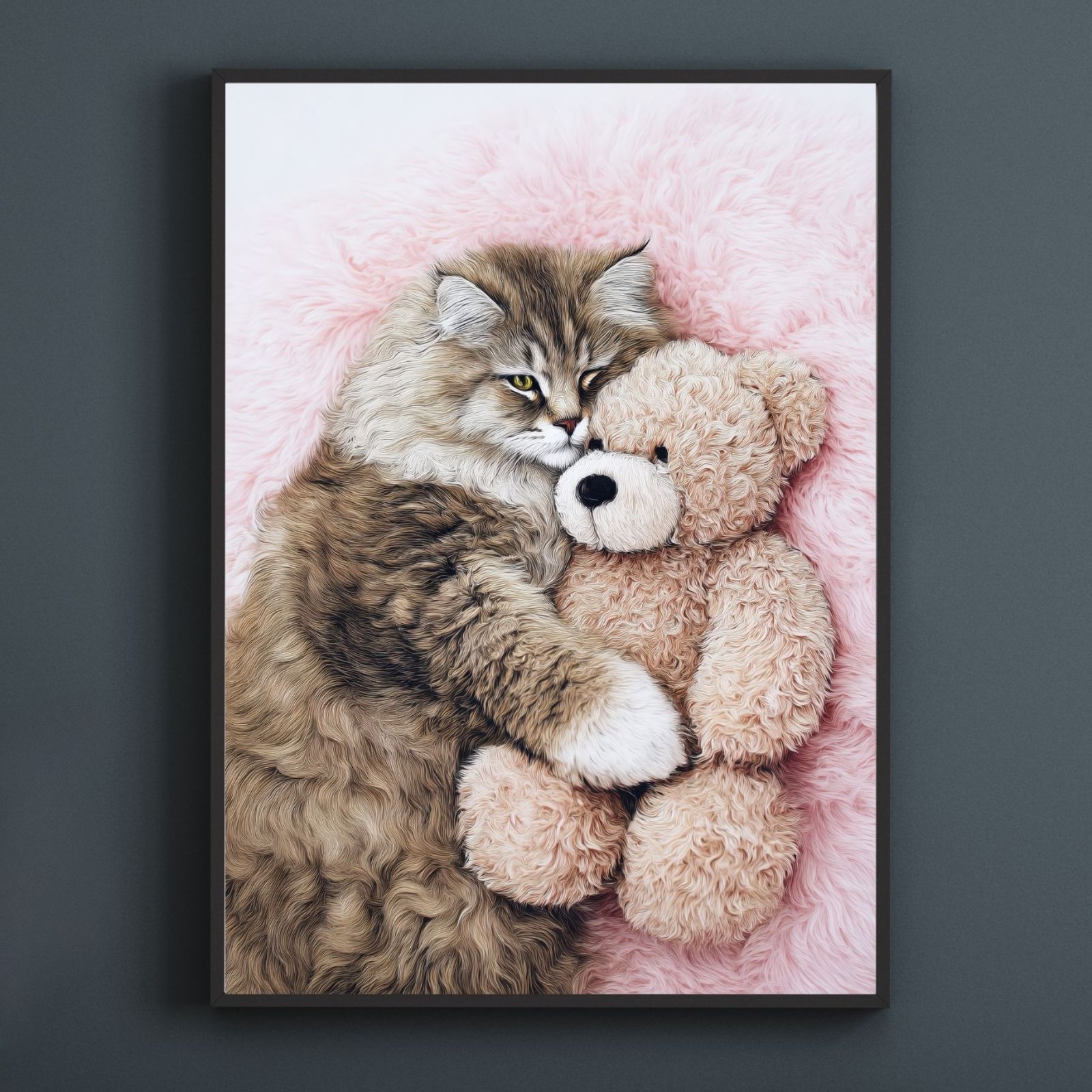 くまのぬいぐるみ - ノルウェージャンフォレストキャット メインクーン サイベリアン テディーベア teddy bear かわいい 癒し系 インテリアアート ペットロス うちの子 記念日 アートポスター 犬の絵 犬のイラスト ギフト プレゼント