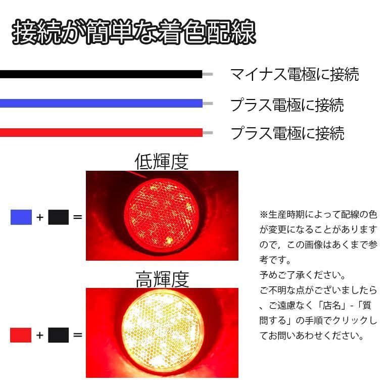 LED リフレクター 12V 反射板 丸型 トレーラー サイドマーカー リアマーカー ウインカー テールランプ レッド 2個セット