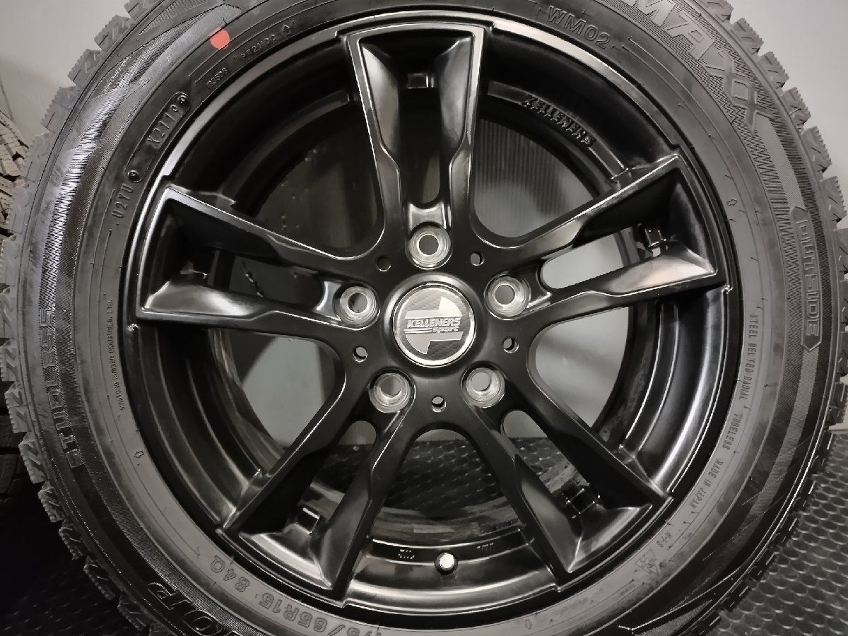 タイヤ走行短め【DUNLOP WM02 175/65R15】スタッドレス【ケレナーズスポーツ 15インチ 5.5J5HPCD112+46】ブラック MINI/F56/F55等 (KTL028)