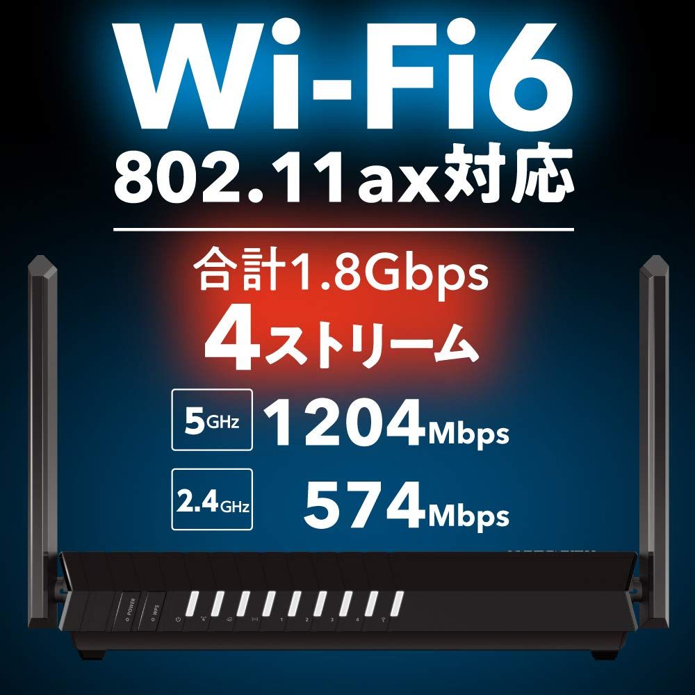 メーカ NETGEAR WiFiルーター 無線LAN 11ax Wi-Fi6 AX1800 iPhone 11 11 Pro Max対応 4ストリーム 速度 1200M 574Mbps RAX20