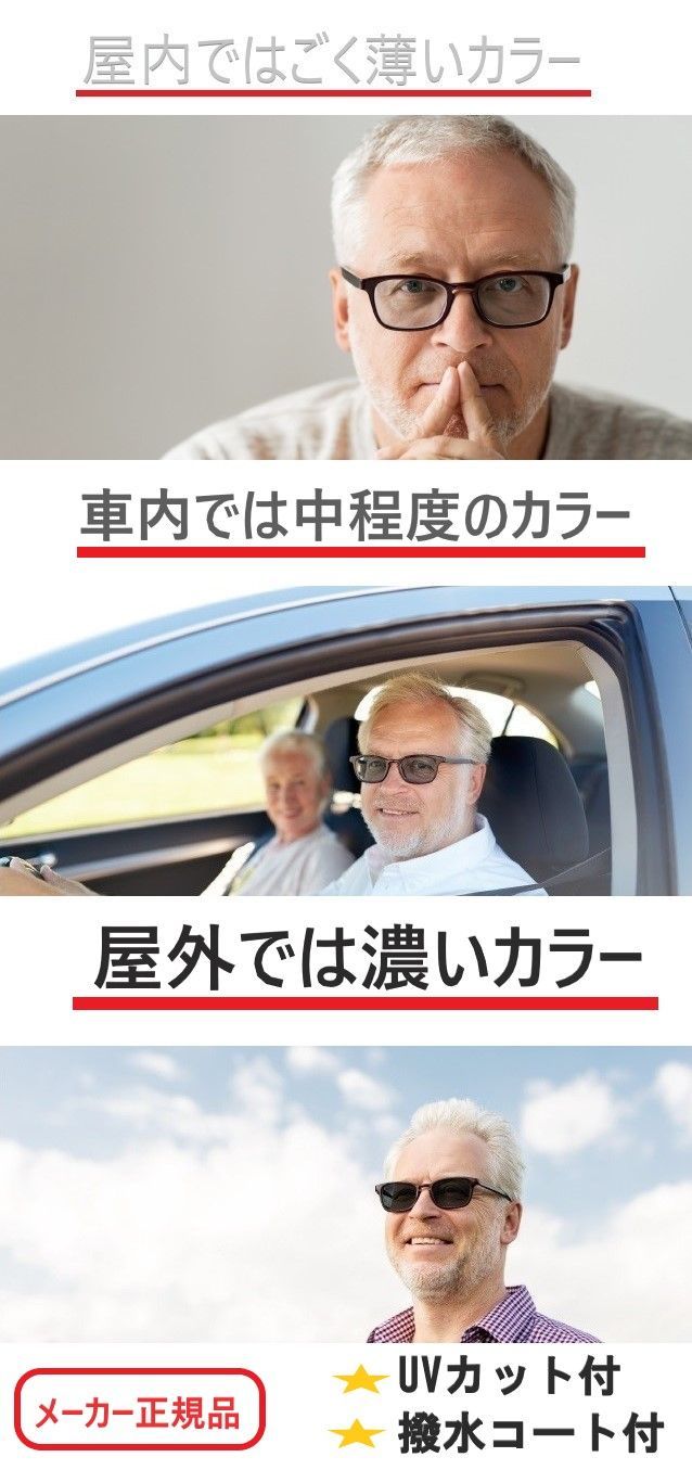 度無し☆車中でもカラー変化☆可視光 調光レンズ☆ ◇ カラー グレー