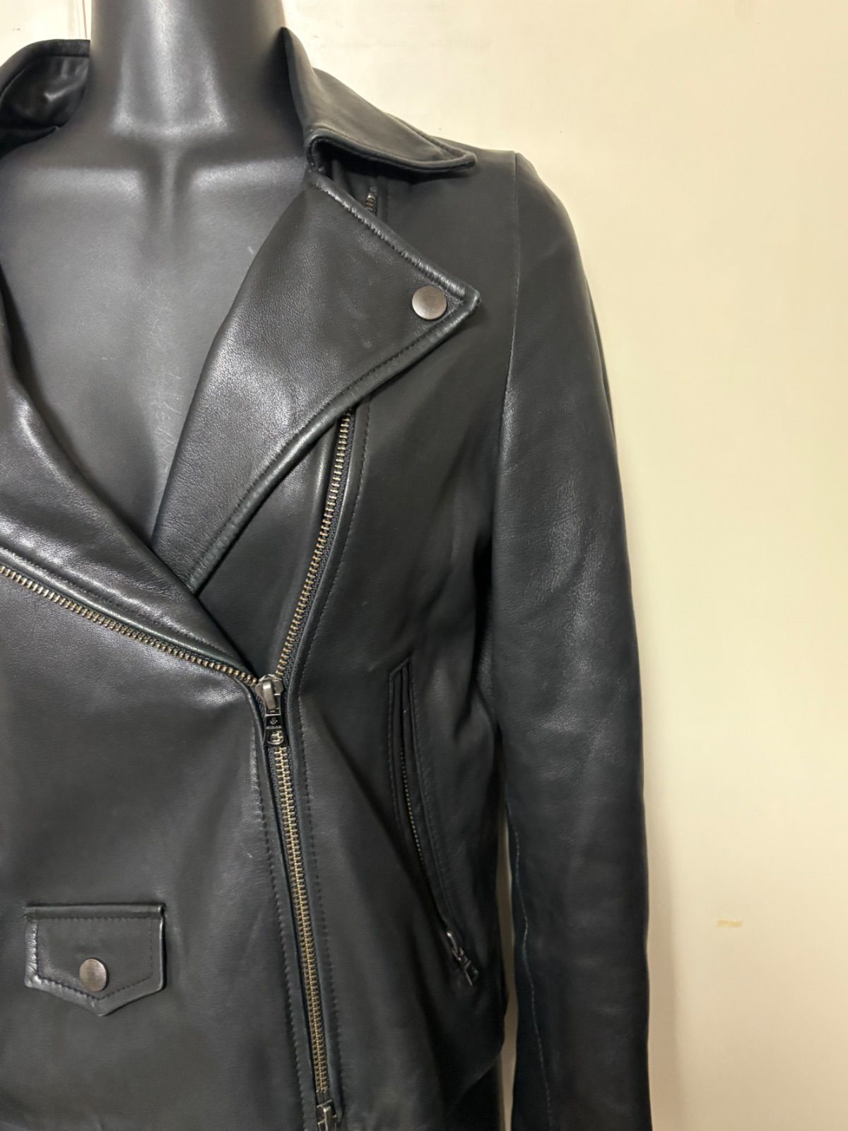 STUDIOUS スチュディオス シングルレザージャケット　ライダース　サイズ2 ステュディオス STUDIOUS ライダースジャケット サイズ0 XS 黒