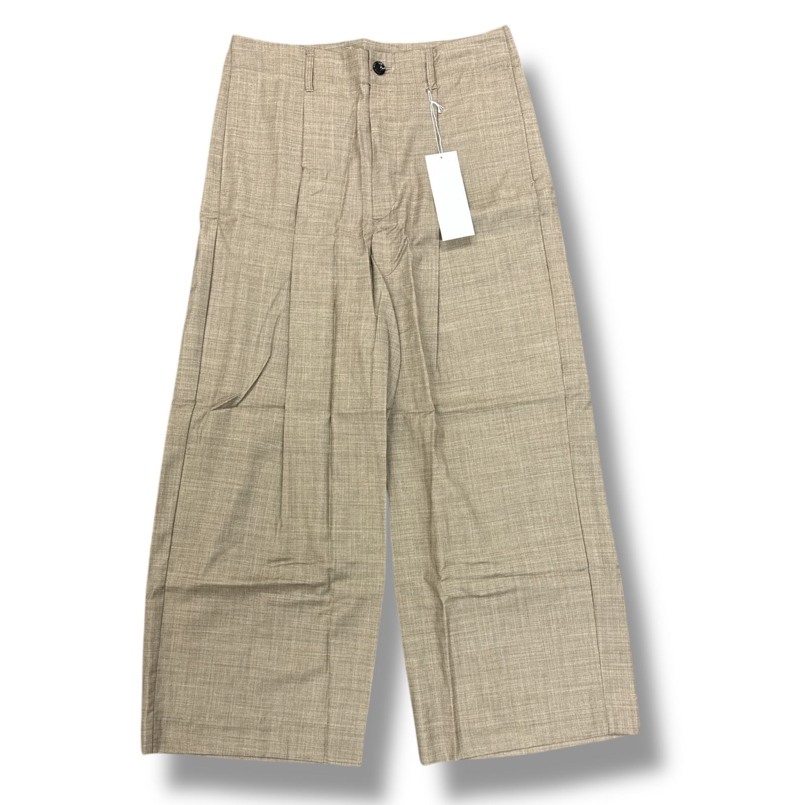 参考上代40480円 未使用品 my beautiful landlet 24SS CHINTZ FINISH WOOL TUCK WIDE PANTS タックワイドパンツ スラックス マイビューティフルランドレット WM04-PT241045 ベージュ